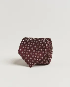 Flower Jacquard Silk Tie Brown