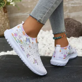 gebreide plateauschoenen met bloemenpatroon